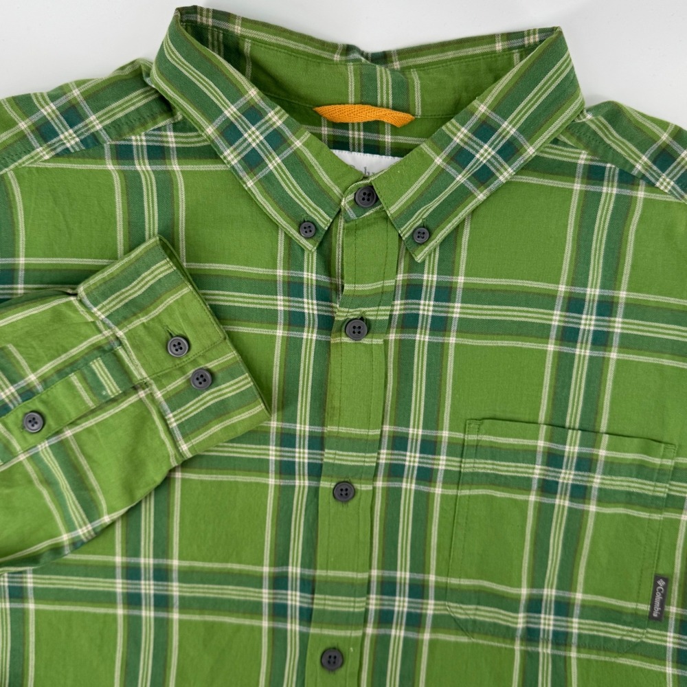 Columbia Rapid Rivers II Mens XL Green Plaid Long Sleeve Button Down Shirt‎